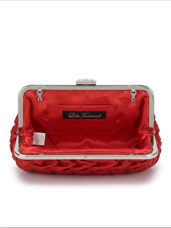 Lulu Townsend Handbags - Lulu Townsend Red Satin Woven Frame Clutch